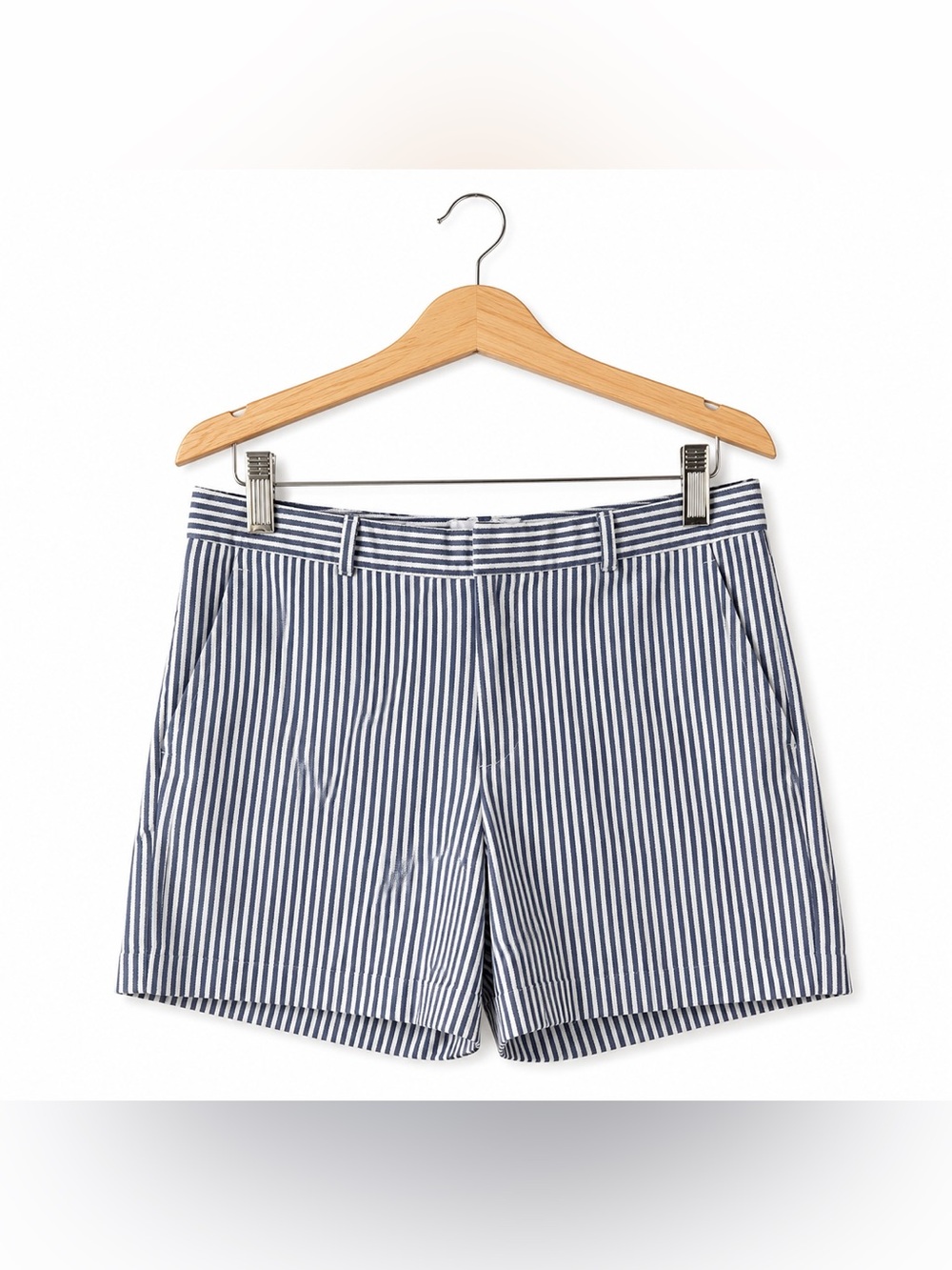 Banana Republic Blue White Striped Cotton Bermuda Shorts Size 8 Coastal Preppy